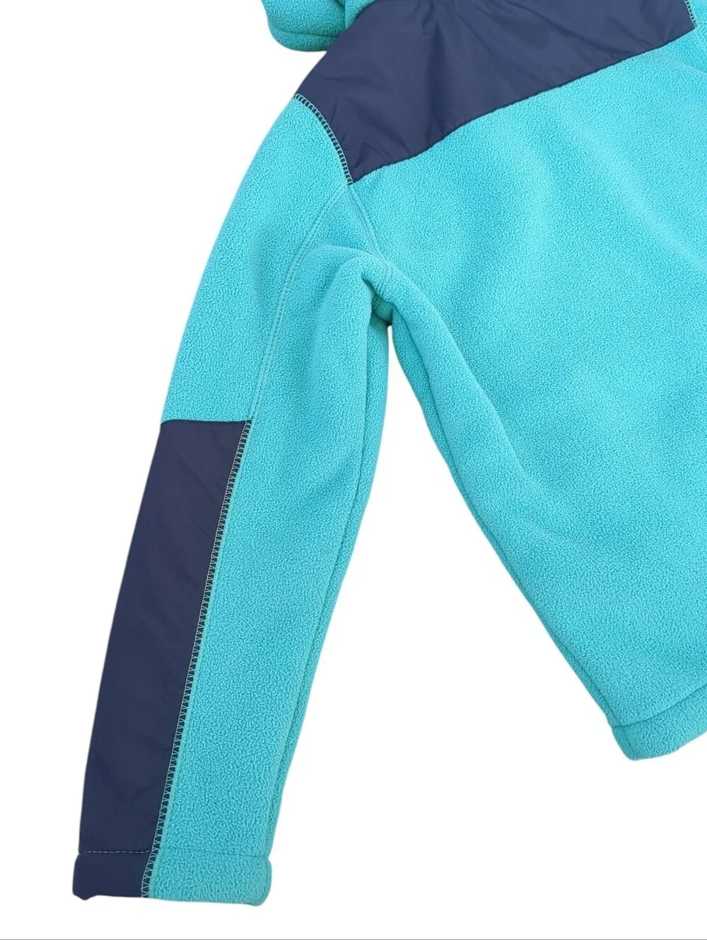 Lands' End Girls Hooded Fleece Jacket Sherpa Lined Turquoise Blue Size S/8